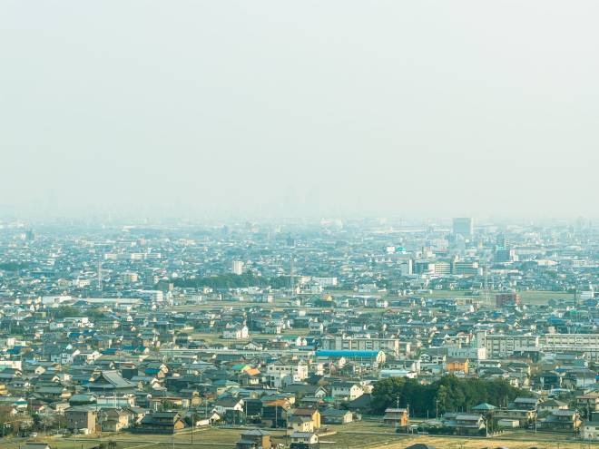 橋・道路と河川の空撮
